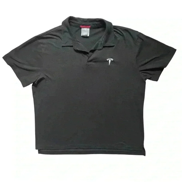 Tesla Official Performance Polo Shirt Black XL Logo Embroidered Short Sleeve - Picture 1 of 5